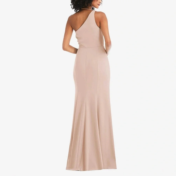 After Six One-Shoulder Draped Cowl-Neck Maxi Dress - 6849 Cameo - Picture 2 of 11